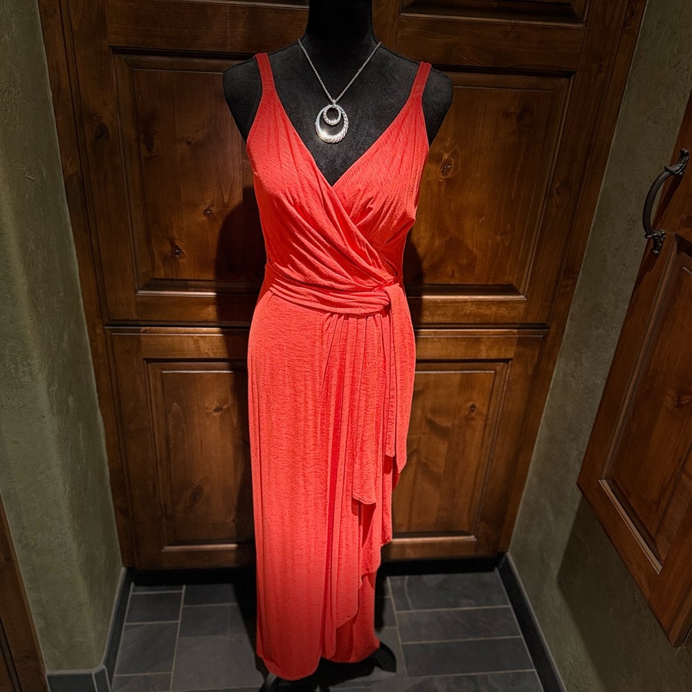 White House Black Market Vibrant Deep Coral Wrap